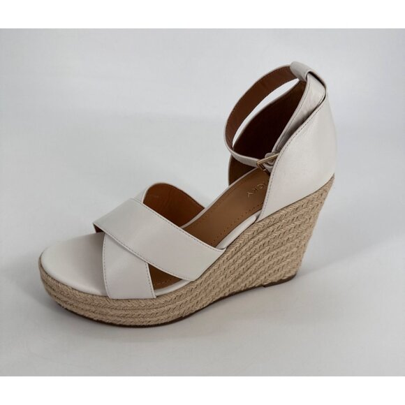 Lisa Vicky Espadrille Wedge Sandals Gemi White Sheep Nappa Leather Size 9 - Picture 5 of 10